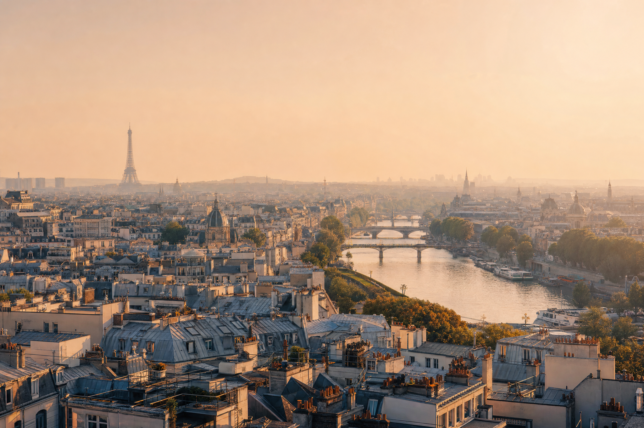 Paris, France at golden hour
